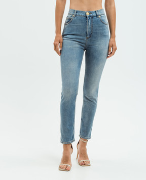 Balmain Синие джинсы скини с эффектом потертости DF1MG008DE81