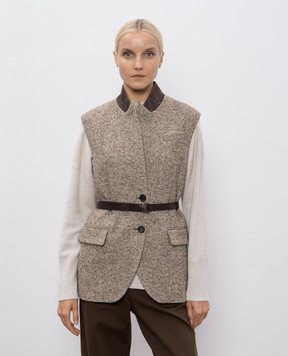 Brunello Cucinelli Коричневый жилет из шерсти и шелка MG5307497