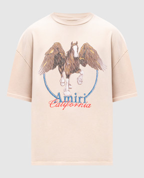 AMIRI Бежевая футболка WASH PEGASUS с логотипом AMJYTE1130