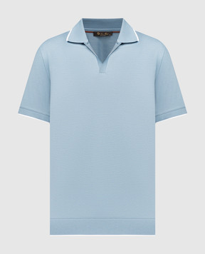 Loro Piana Голубая футболка из шерсти с окантовкой FAN4593