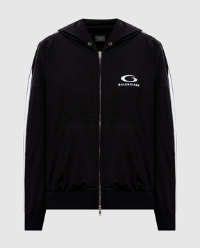 Balenciaga Чорна спортивна куртка з вишивкою логотипа 837513TSVX2