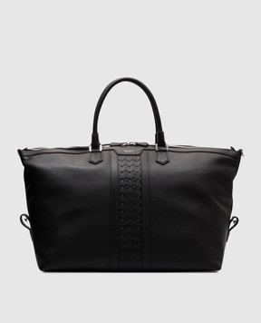 Serapian Черная кожаная дорожная сумка с плетением SRCMOMTR707545C001