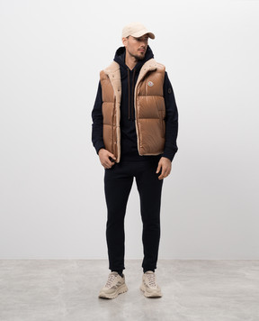 Moncler Бежевый двухсторонний пуховой жилет Colbricon J20911A001485981L