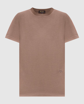 Loro Piana Коричневые футболки с вышивкой эмблемы. FAO5498