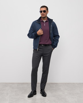 Brunello Cucinelli Фиолетовое поло в рубчик M29400105