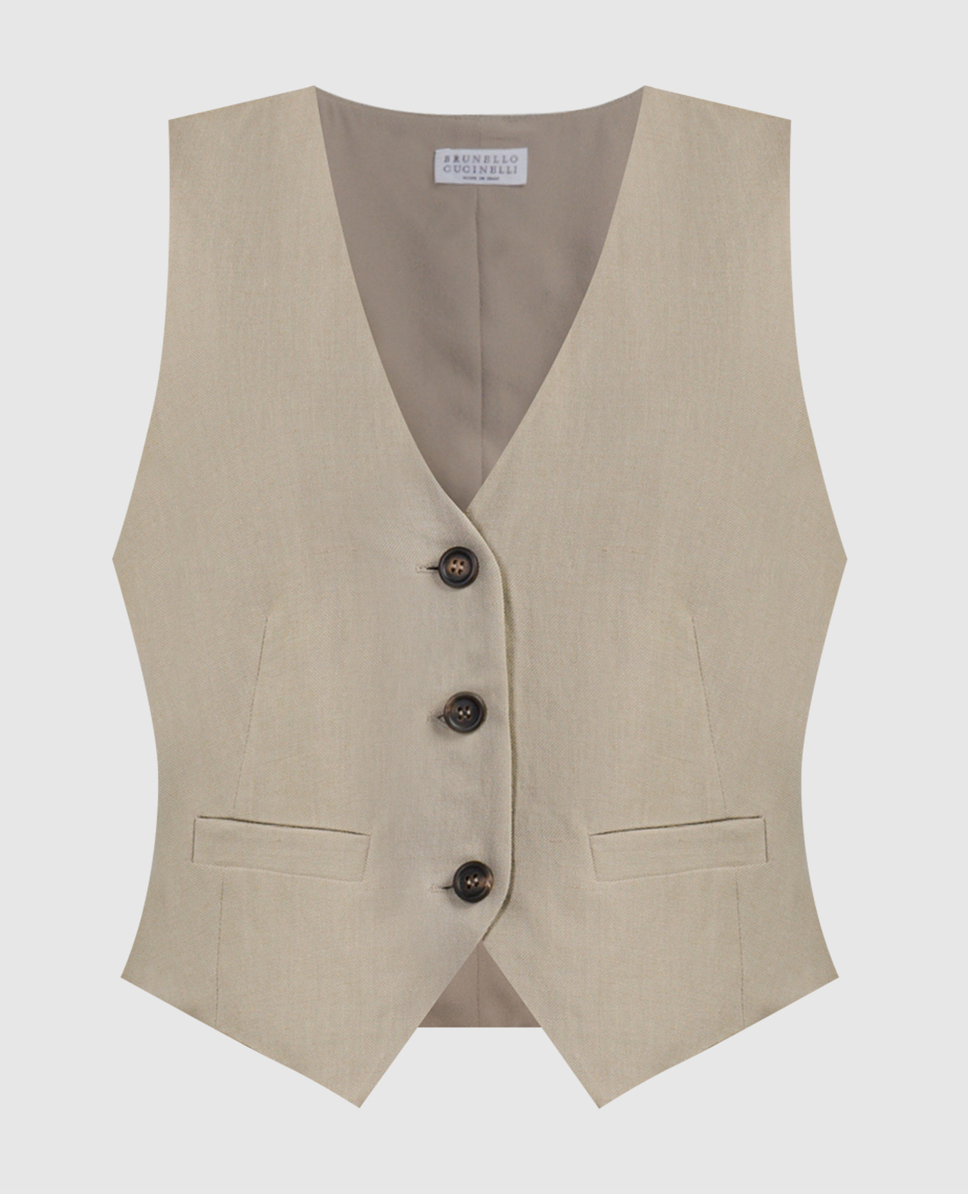 Brown linen waistcoat with monil chain