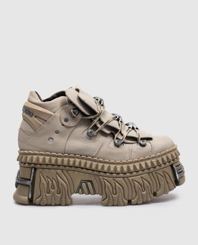 Vetements Бежевые кроссовки на платформе New Rock с нубуком UA66SN100S