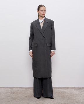 Brunello Cucinelli Сіре двобортне пальто з вовни MD5739860