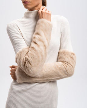 Florence Mode Бежеві подовжені мітенки з хутра норки MANICOTTOVISPERLANATUR