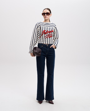 Balmain Білий укорочений джемпер в смужку з логотипом EF1EL035BC95