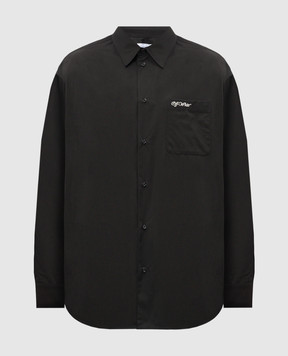 Off-White Черная рубашка с вышивкой логотипа OMGE004F24FAB001