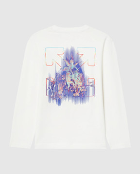 Off-White Дитячий білий лонгслів Putti з принтом OBAB001S25JER002