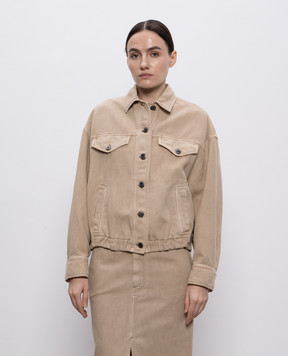 Brunello Cucinelli Бежева куртка з льоном з ланцюжком моніль ML996FX716