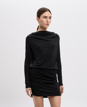 Versace Jeans Couture Черное платье мини с кристаллами 77HAO901J0124
