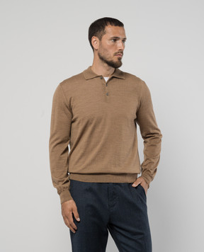 Canali Коричневе поло з вовни  меріноса MK00077C0017