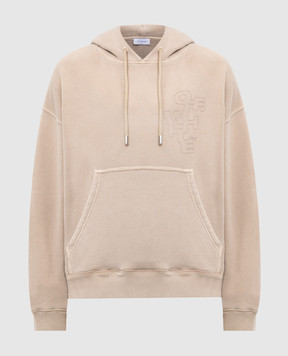 Off-White Бежевые худи с принтом логотипа OMBB085F24FLE007