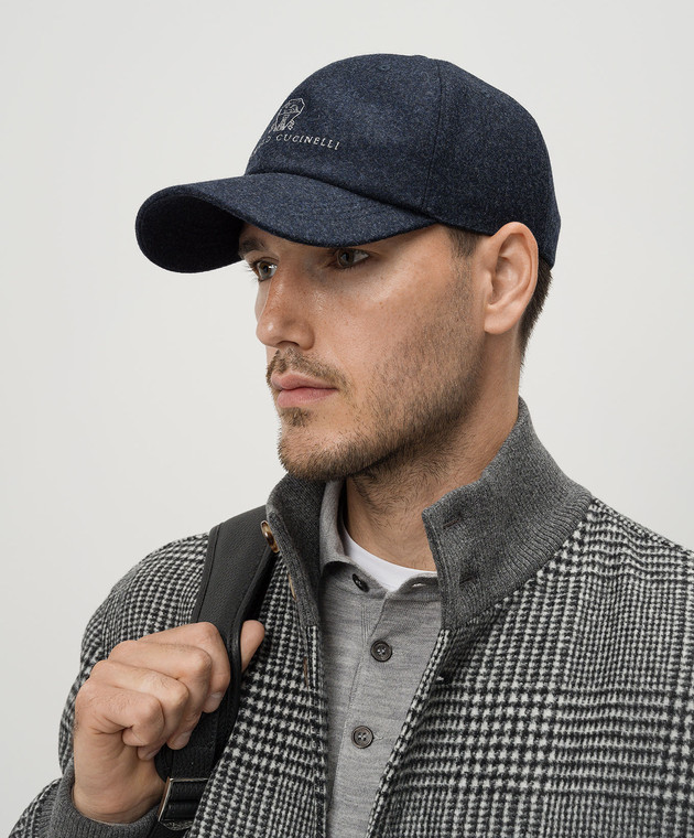 Brunello Cucinelli Синяя меланжевая кепка из шерсти M038P9850 изображение 2