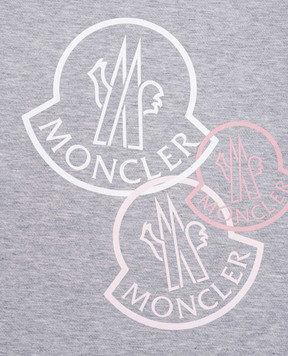 Moncler ENFANT Дитяча сіра меланжева футболка з логотипом J29518C000028790N