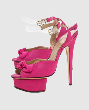 Charlotte Olympia Рожеві атласні босоніжки Serena на платформі SERENASSA