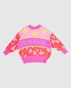 Palm Angels Дитячий рожевий светр Spray Hearts PGHE002F25KNI003412