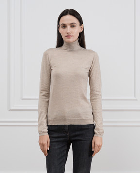 Brunello Cucinelli Бежевый гольф с кашемиром и шелком с люрексом. M41800063P