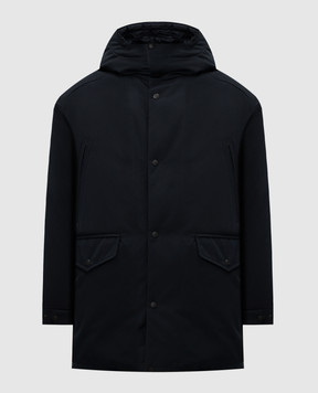Moncler Синий пуховик с нашивкой логотипа J20911C0001557843