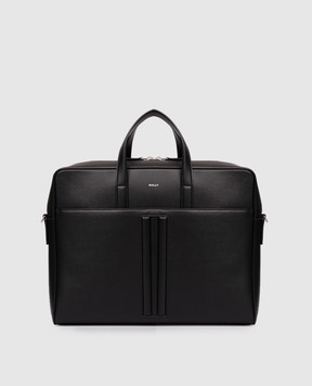 Bally Чорний шкіряний портфель Mythos з логотипом MAB01NEC001