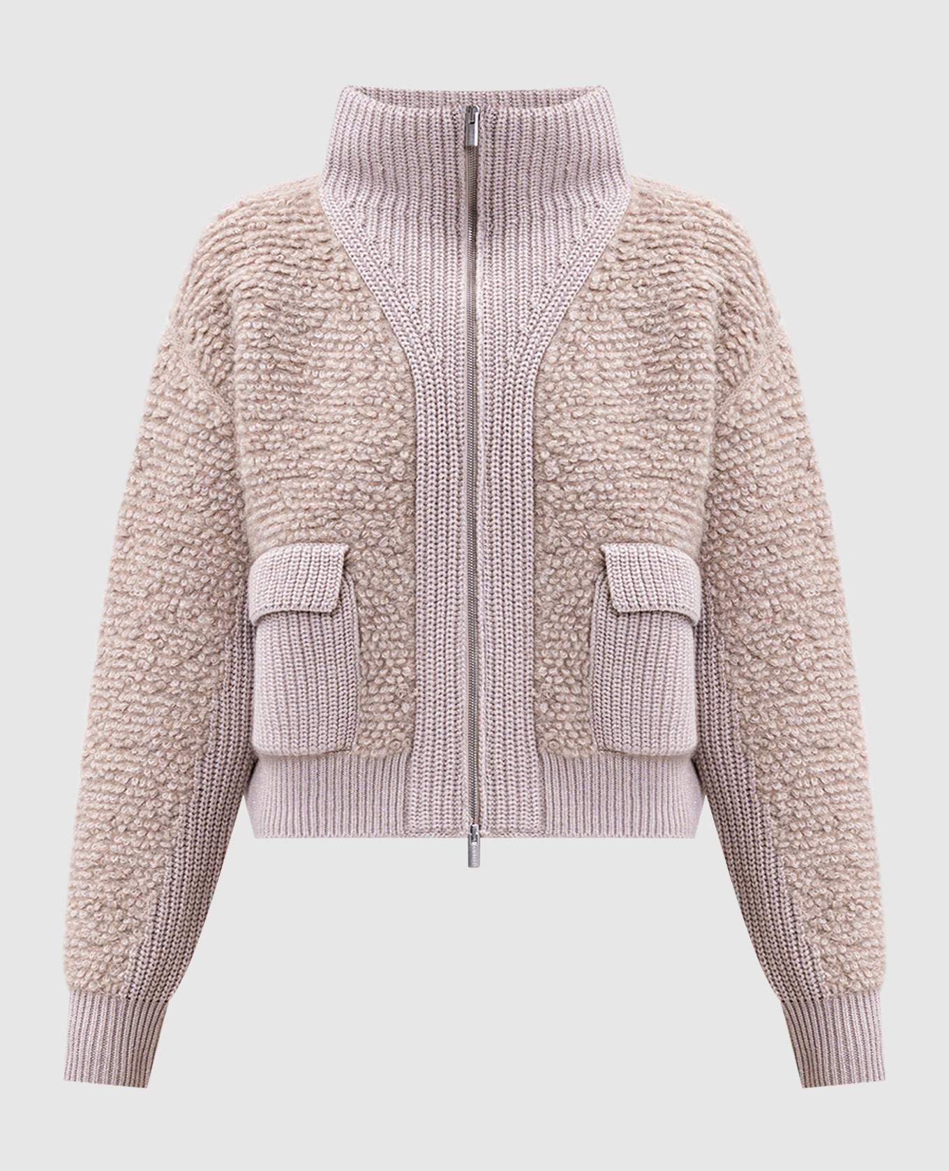 Бежевый кардиган из шерсти и шелка