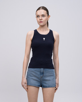Ami Paris Синий топ с вышивкой эмблемы Ami de Coeur FTK160JE0117