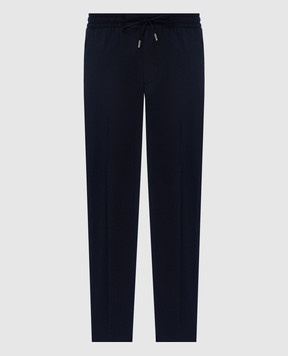 Bertolo Cashmere Синие брюки из шерсти и кашемира 000290001391