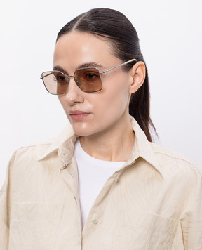 Brunello Cucinelli Серебристые очки Timeless Reflections с гравировкой логотипа MOCTRAMV04
