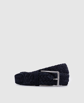 Canali Синий замшевый ремень с плетением KB0044050C