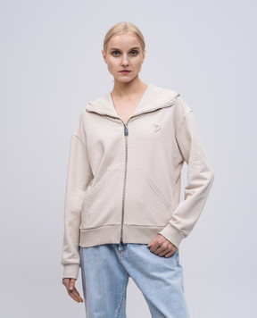 Dondup Бежевая спортивная куртка с фактурной монограммой логотипа F491KF0234DFZ4