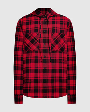 Off-White Червона сорочка в клітинку з капюшоном OMGE031C99FAB001sh