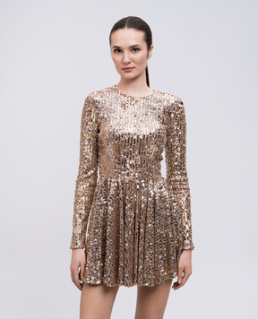 Dolce&Gabbana Бежева сукня міні з паєтками F6DKXTFLSIX