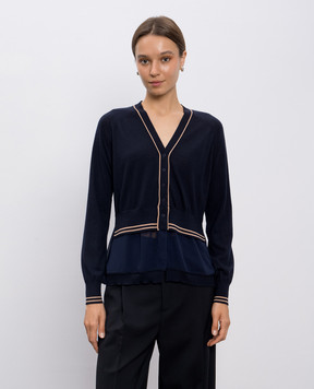 3.1 Phillip Lim Синий кардиган из шерсти с эффектом наложения слоев P25170465FWM
