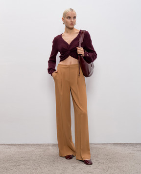 Twinset Бордовий укорочений светр з вовною 252TP3525