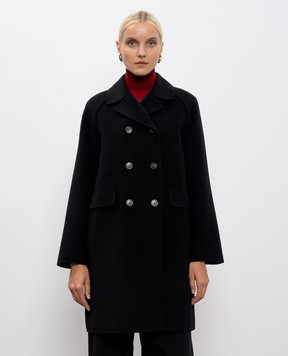 Max Mara Weekend Чорне двобортне утеплене пальто ZOLFO з вовною ZOLFO