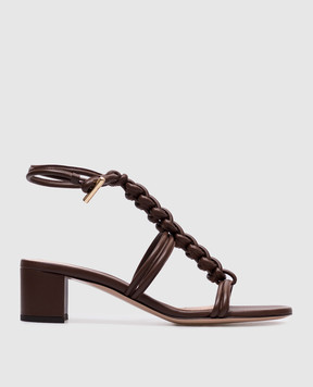 Gianvito Rossi Коричневі шкіряні босоніжки з плетінням G3248145RIC