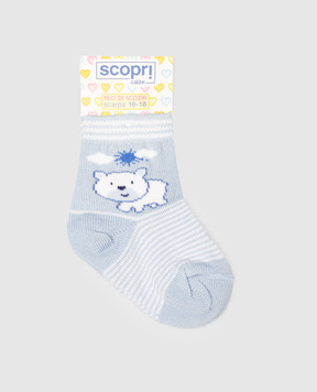 RiminiVeste Дитячі блакитні шкарпетки Scopri в смужку з ведмедиком BABYBOY