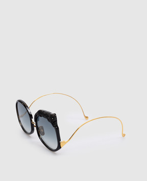 Anna-Karin Karlsson Чорні сонцезахисні окуляри Rose E Le Rêve з позолотою 24 карат S2014802