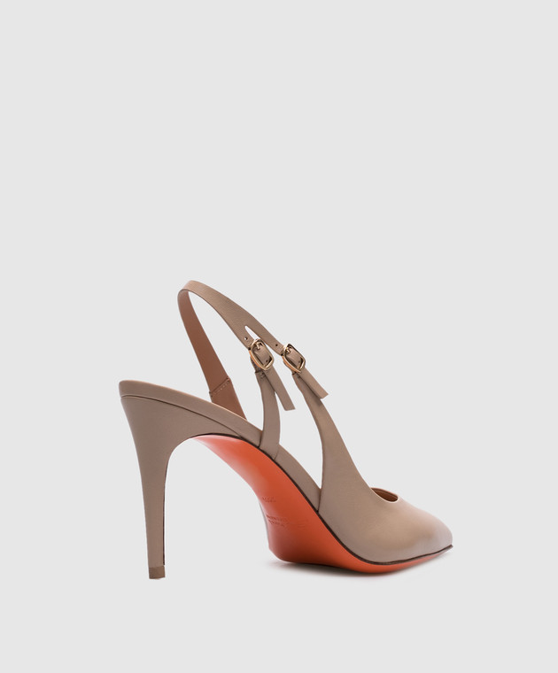 Santoni Бежевые кожаные слингбеки WDID71269HI2NSZA изображение 3
