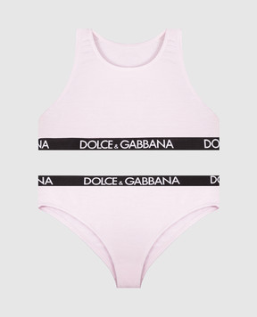 Dolce&Gabbana Детский розовый набор из топа и трусиков L5J713FUGNE