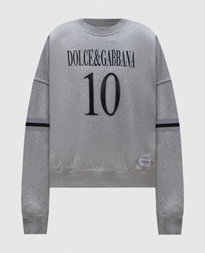 Dolce&Gabbana Серый меланжевый свитшот с принтом логотипа G9BEFTG7O2N