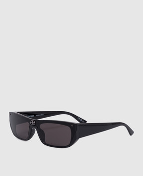 Balenciaga Черные очки Shield rec с металлической эмблемой логотипа 609370T0003