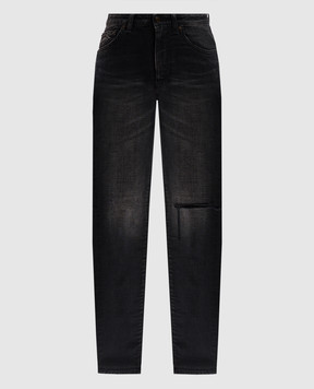 Saint Laurent Черные джинсы скини с прорехами. 535156