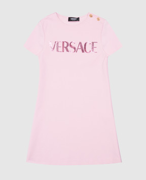 Versace Дитяча рожева сукня з логотипом з паєток 10181381A13131