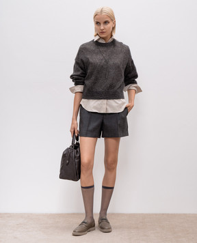Brunello Cucinelli Сірий джемпер з вовною з люрексом MBG775500