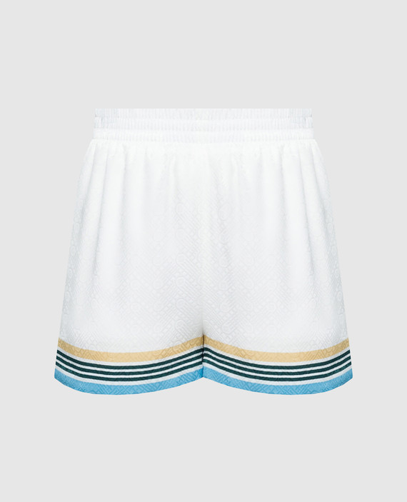 Casa Way printed silk shorts in white