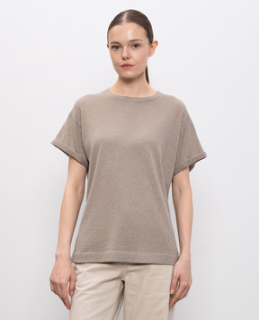Brunello Cucinelli Бежевий топ з кашеміром та шовком M41810000P